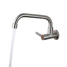 G1/2Kitchen Sink Faucet In-Wall Single Cold Tap Balcony Stainless Steel 360 Degr