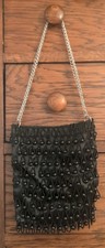 Black Dangling Beaded Small Evening Bag.        #92