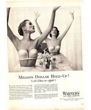 1952 Warner's Strapless Bra Vintage Print Ad Women Dressing Room 50s Wall Art