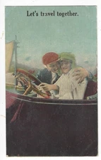 POSTCARD:  Unused; Divided; USA; Early 20th Century - Early Automobile -Couple