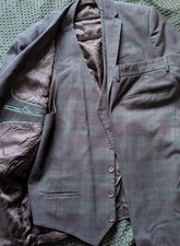 Mens River Island Green 3 Piece Suit