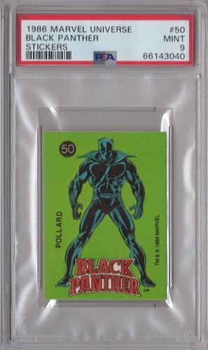Black Panther 1986 Marvel Universe PSA 9 Mint Graded Sticker Card #50