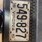 1951 VIRGINIA License Plate 549-827 — photo 1