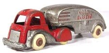 1930s CAST IRON MOTOR EXPRESS CAB-OVER TOY TRACTOR TRAILER TRANSPORT BY HUBLEY 