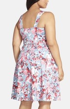  Adrianna Papell Floral Print Scuba Fit & Flare Dress.SIZE:12