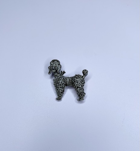 Vintage Enamel Poodle Brooch Dog Pin Gray Grey Jewelry - Picture 4 of 4