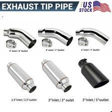 2.5 3 4 5 Inlet Outlet 12 23 Long Chrome Exhaust Tip Pipe Tail Throat 2.5 3 4 5 Inlet Outlet 12 23 Long Chrome Exhaust Tip Pipe Tail Throat