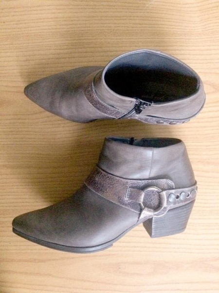 Women Paul Green Ankle Boots Khaki Leather 36.5