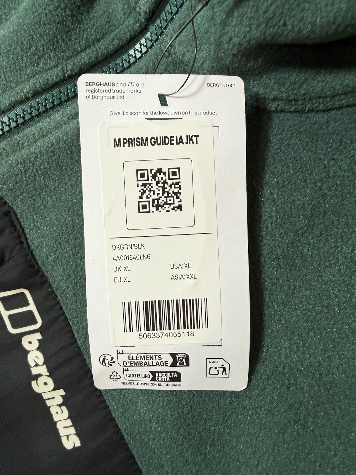 Berghaus Prism Guide IA Jacket XL Polartec Fleece Green Full Zip BNWT image 6