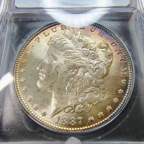 1887 Morgan Silver Dollar $1 - Philadelphia Mint - ICG MS 65 - Beautiful Toning