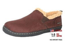 Men's Slippers Micro Suede Wool Blend Lining Memory Foam House 10 Chocolate