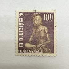 Timbre Corée du Sud 1969 100 Won Bouddha assis Mireuk-bosal Maitreya en méditation