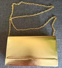 Gold Metallic Clutch Purse with Detachable Chain Crossbody Strap, Magnetic