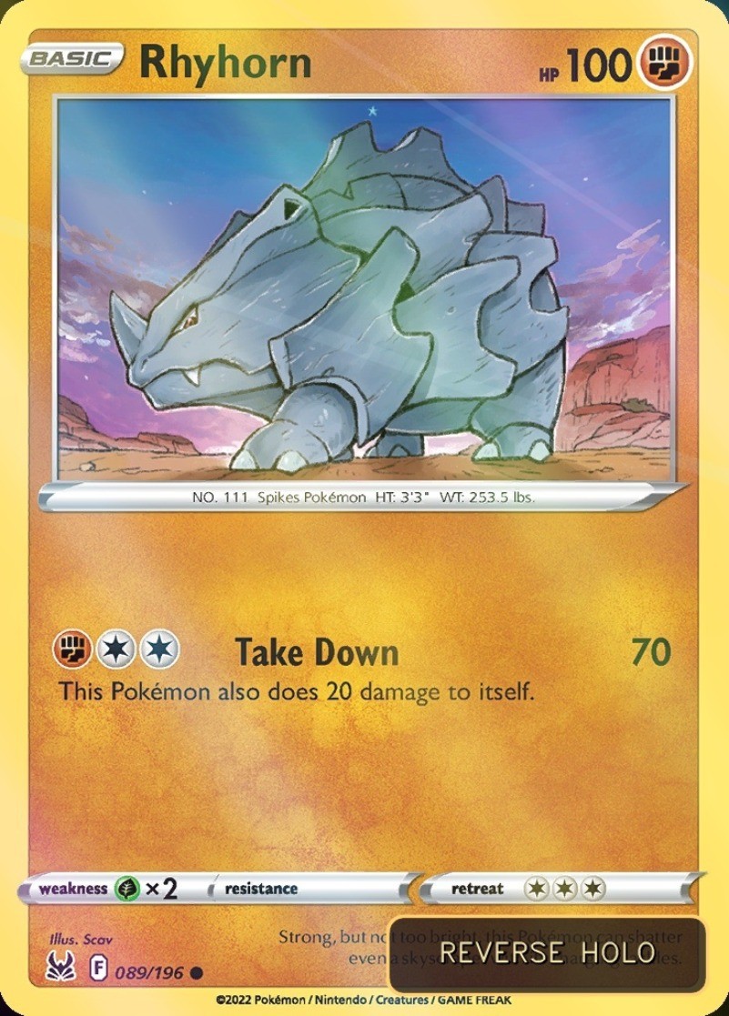 Rhyhorn Reverse Holo Lost Origin #89 Pokémon TCG