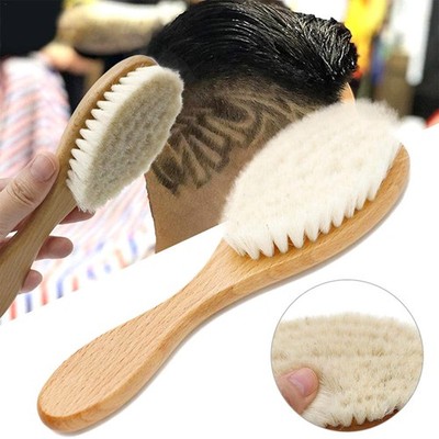 Soft Goat Bristle Hair Sweeping Brush Wood Handle Barber Salon Cleaning Tool NEW
