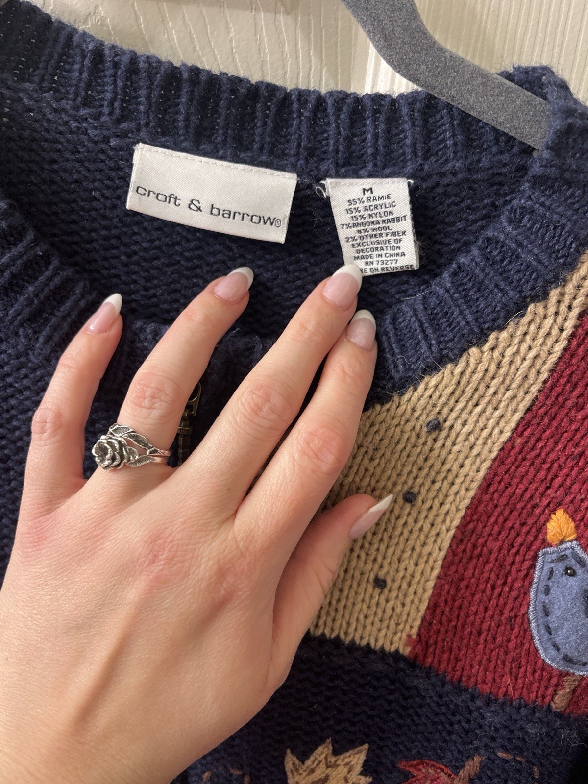 Croft & Barrow Patchwork Fall Cardigan Sweater Me… - image 2