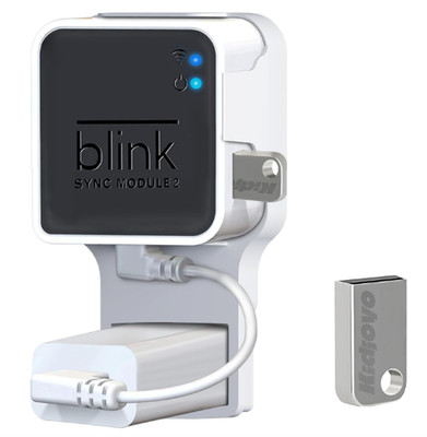 256GB USB Flash Drive Outlet Wall Mount for Blink Sync Module 2 with Short Cable