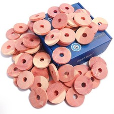 54 PCS Cedar Blocks Clothes Storage 100 Natural Aromatic Red Rings Protection