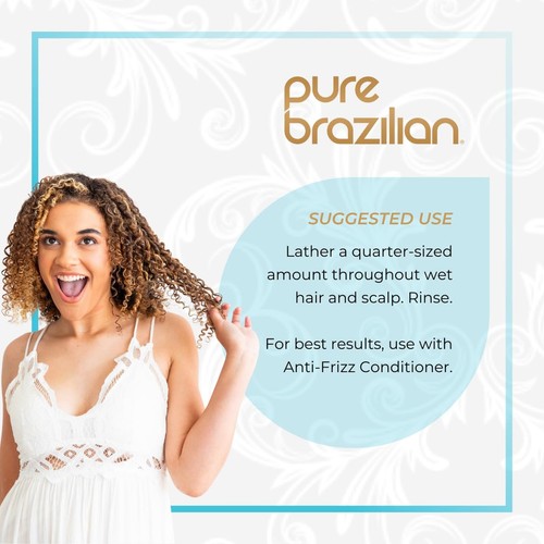 Pure Brazilian Anti-Frizz Daily Shampoo, Salt-Free, Color Safe, with Keratin,... - Picture 4 of 5