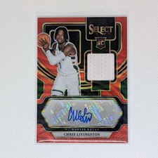 Chris Livingston Panini Select Rookie Patch Auto Bucks Red Wave