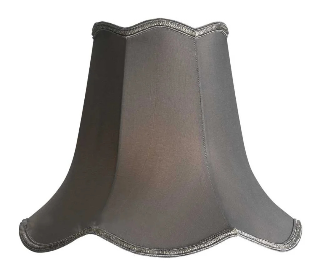 Lampshade Grey 10"" Scallopped Slate Faux Silk 250mm Oaks Lighting S701/10 SL