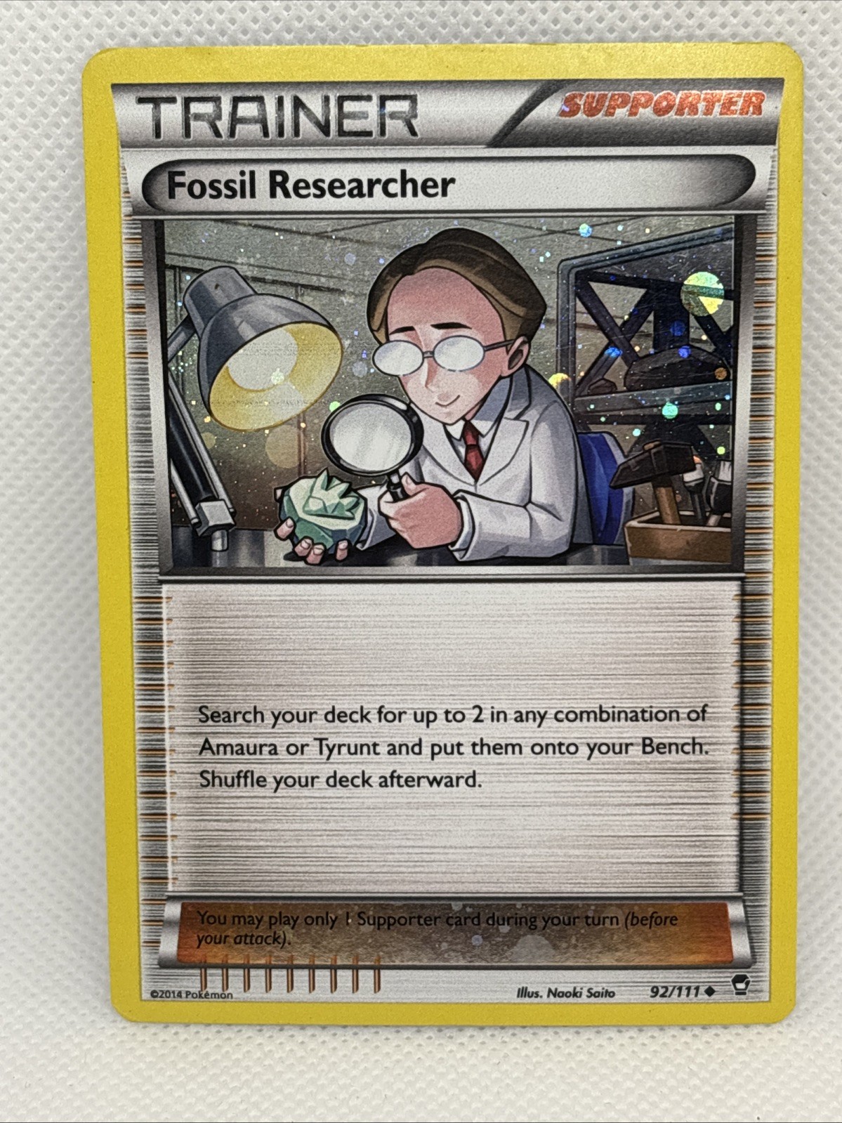 Pokemon Furious Fists Fossil Researcher 92/111 Alternate Holo Trading Card LP