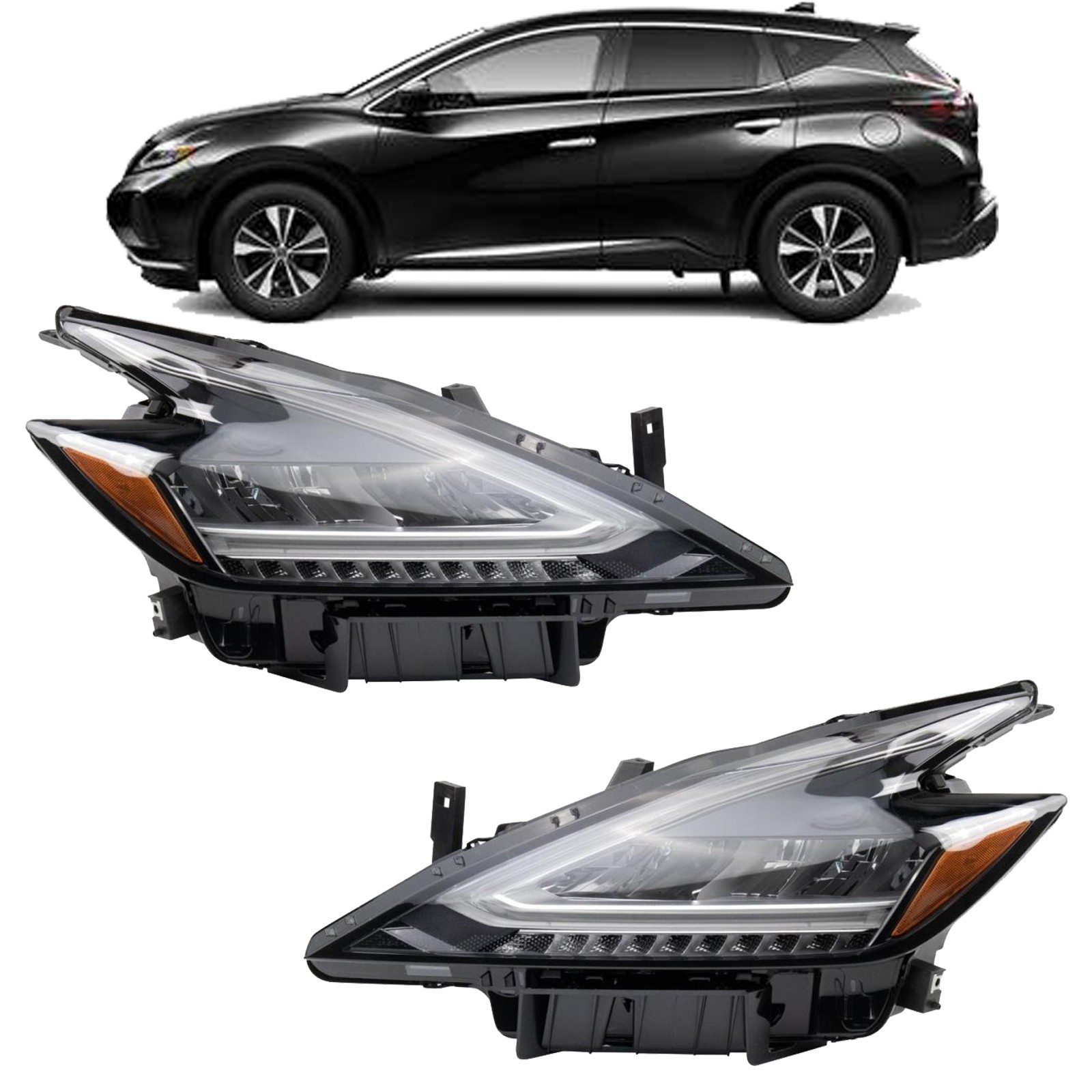 For 2019 2020 2021 Nissan Murano Headlight Set All LED Driver & Passenger Side