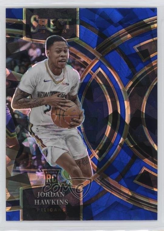 2023 Panini Select Premier Level Blue Cracked Ice Prizm Jordan Hawkins #124 1e33