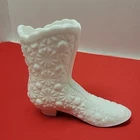 Vintage 4" Fenton Daisy & Button White Milk Glass Boot or Vase or Trinket Box