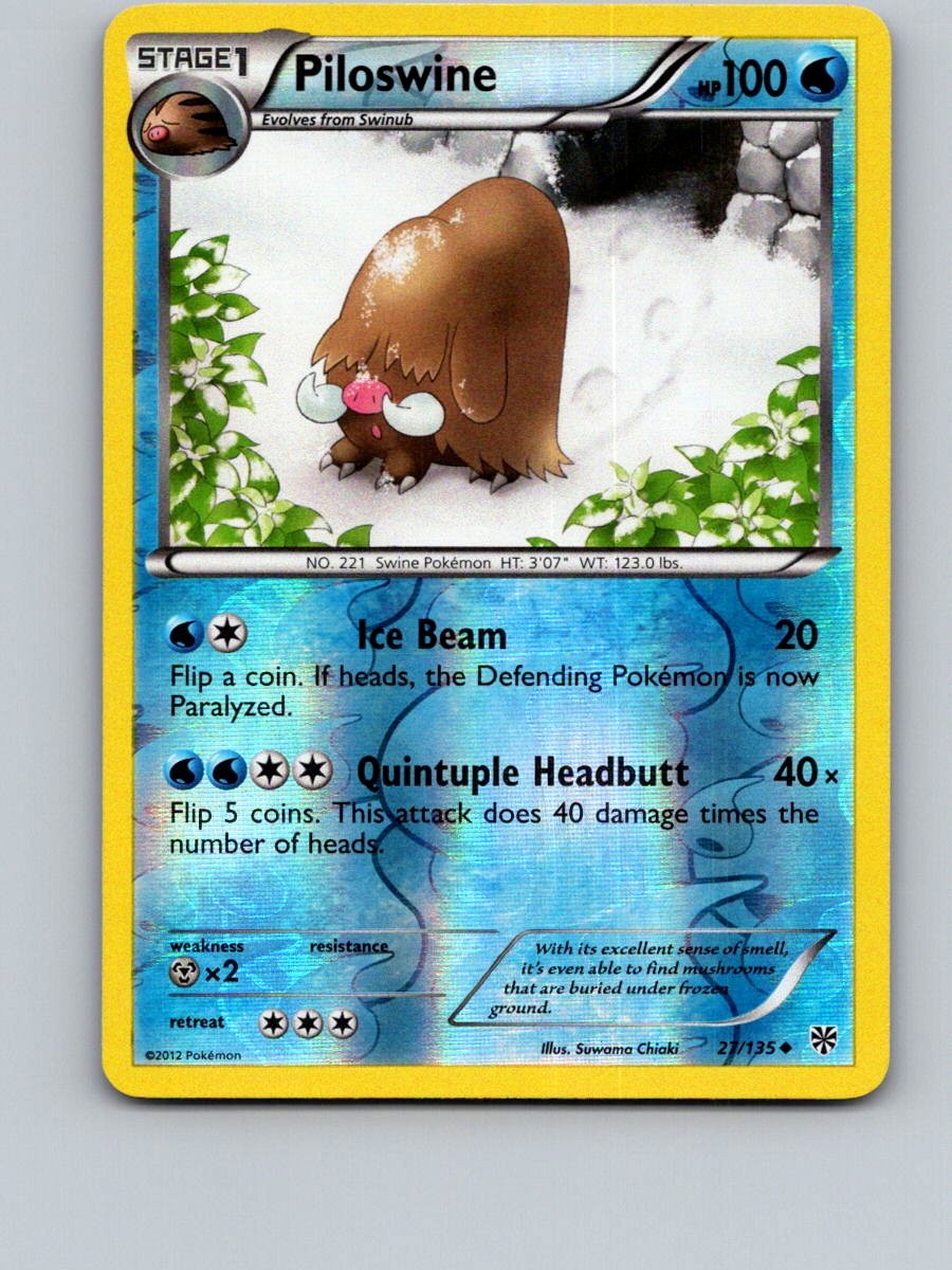Piloswine 27/135 Uncommon Plasma Storm Pokemon Reverse Holo Near Mint