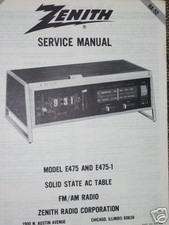 Zenith E475/1 AC Table FM/AM Radio Service Manual RA-52
