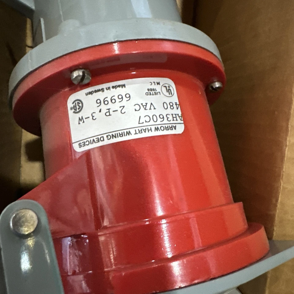 ⚡️Cooper Arrow Hart AH360C7W Connector 60A 480V 2P 3 Wire Pin & Sleeve Plug⚡️ - Image 2 of 4