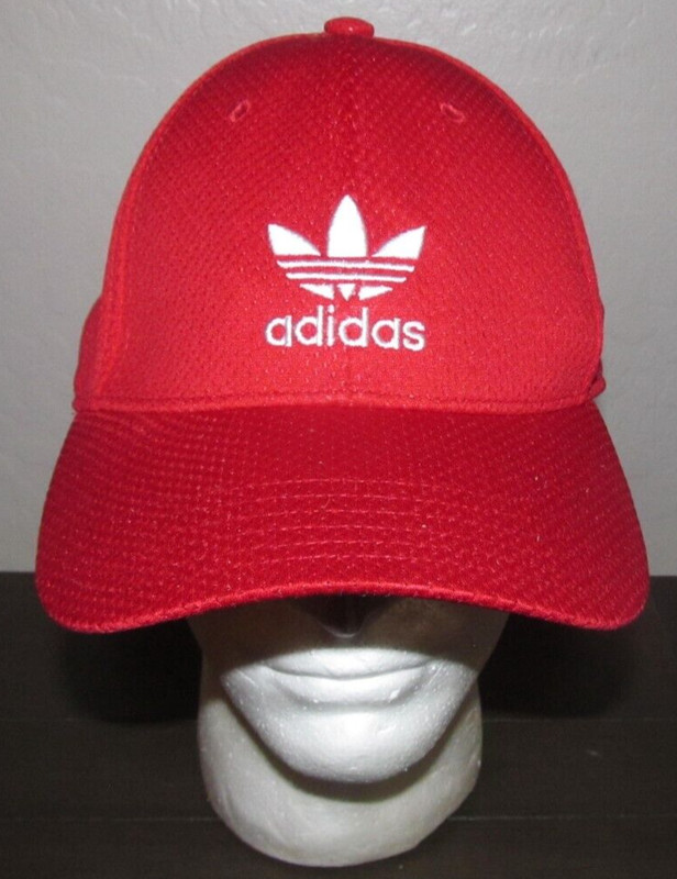 Adidas Hat Cap Size L/XL Flex Stretch Fitted Red White Logo Mesh