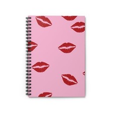 Spiral Notebook - Ruled Line Kiss Lip Mark Lipstick Print Pattern Journal Diary