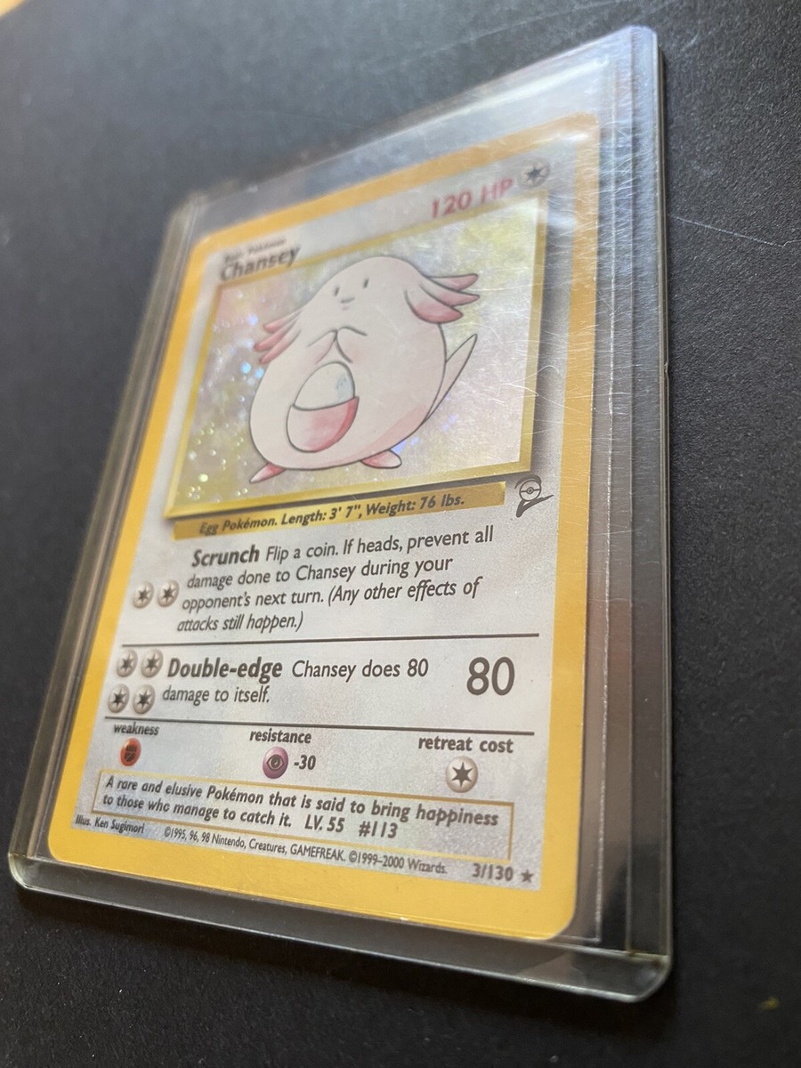Chansey Basic Pokémon 1995 TCG Base Set 3/130 Holo Unlimited Rare - Near  Mint