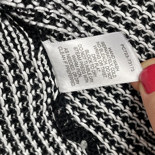 Pendleton Cardigan Women Extra Large Petite XLP Black White Geometric Open Front - Picture 12 of 19