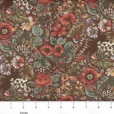 Irish Country Flower Paths Brown 100 cotton fabric PICK SIZE