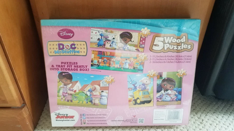 Puzzle Disney 5 деревянные головоломки DC McStuffins в заводской упаковке новый - Изображение 2 из 4