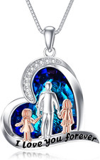 Daughter Necklace from Dad 925 Sterling Silver Father Daughter Necklace with Blu