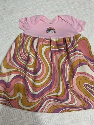 Toddler Girl s Pink Hippie Groovy Peace Out Dress Size 24 Months New Handmade