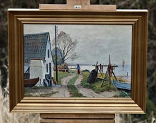 Holger Ytting (1900-1963) - Landscape With Woman Walk by the Lake, Oil Painting