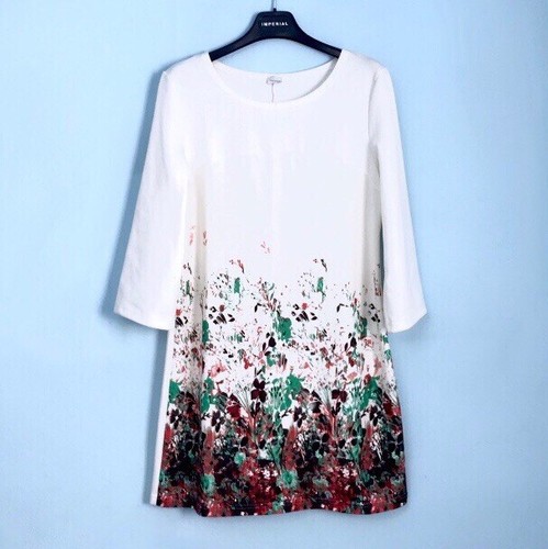 YAMAMAY VESTITO ABITO BIANCO FANTASIA FLOREALE VERDE ROSSO TAGLIA M 3/4  ZARA | eBay