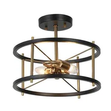 Geder 12" Wide Black 2-Light Ceiling Light – Modern Industrial Design
