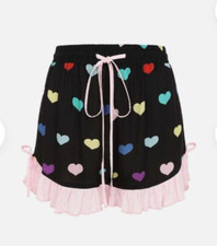 Heart frill shorts Hell Bunny Mimi Shorts Black Cute Rainbow