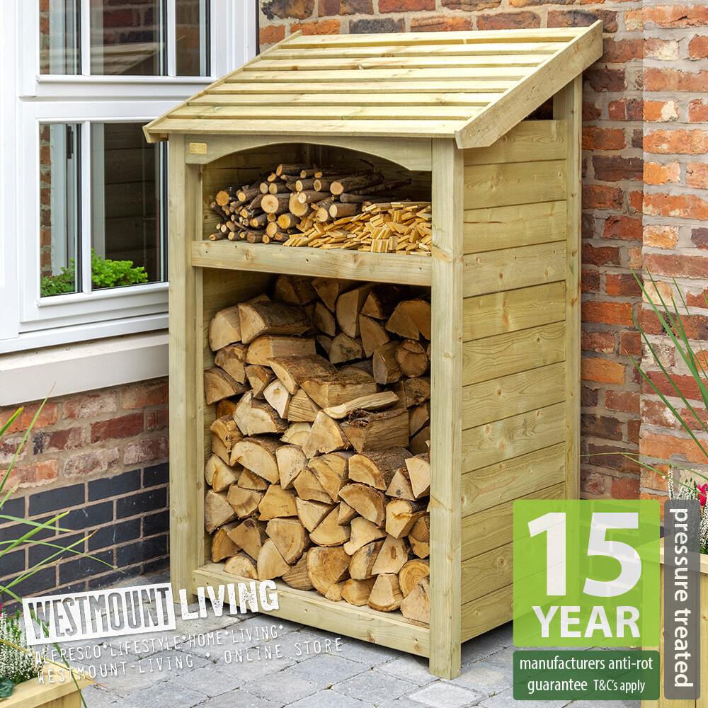 PREMIUM FIRE WOOD WOODEN LOG STORE OUTDOOR WOODEN KINDLING STORAGE