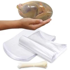 Poultry Shrink Bags - Clear 13" x 18" Chickens or Rabbits - w/zip ties includ...