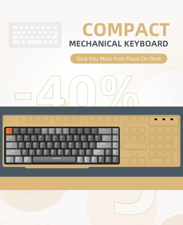 ZIYOULANG K68 60% Wireless Mechanical Keyboard, BT 5.0/2.4GHz with Dual Mode - Image 4 of 4