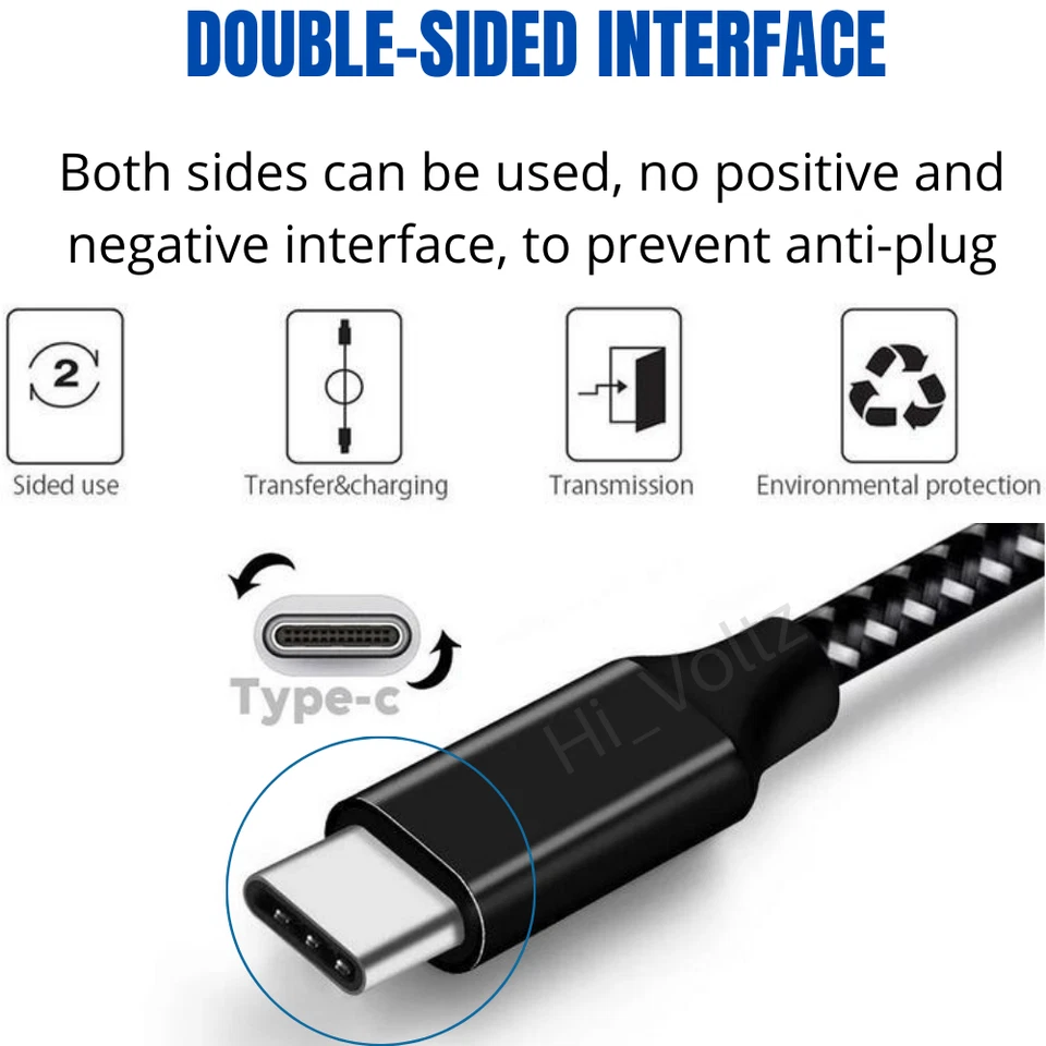 Cable de carga rápido tipo c USB c de 10 pies cable de datos cargador trenzado para Android LG Foto 4 de 4