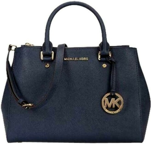 🌞MICHAEL KORS SUTTON NAVY BLUE SAFFIANO LEATHER MEDIUM SATCHEL BAG PURSE🌺NWT!