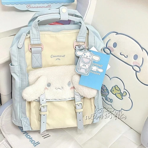 Mädchen Cinnamoroll Ohr Plüsch Nylon Rucksack groß Schultertasche Laptoptasche Umhängetasche - Bild 4 von 10